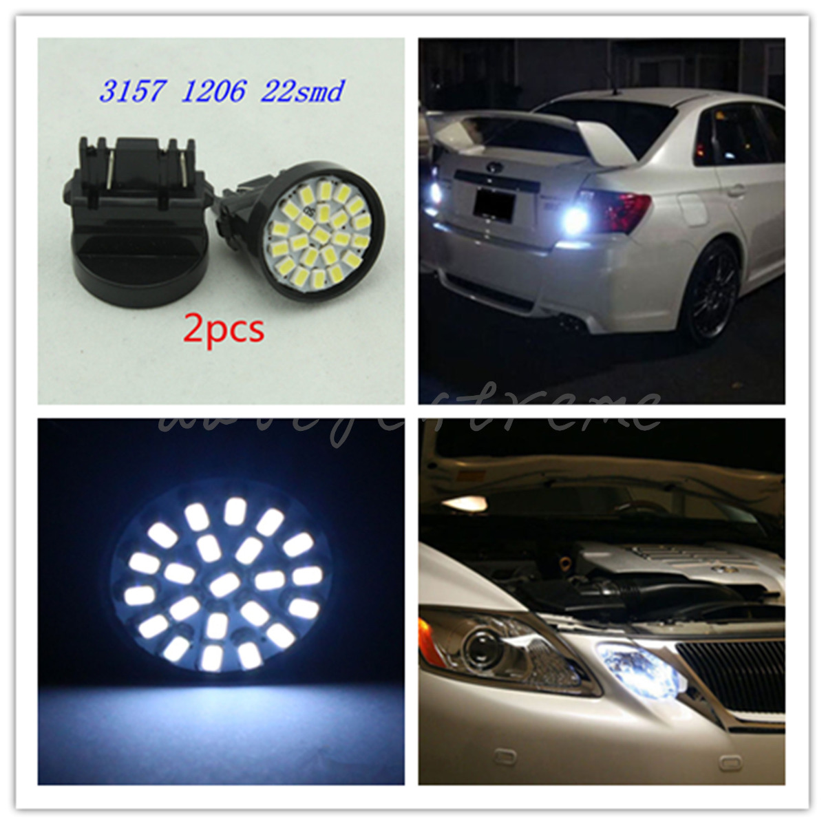 2x 3157 22SMD Car LED Bulbs Brake Tail Stop Light 3057 3457White